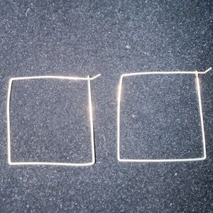Square Silver Hoop Earrings